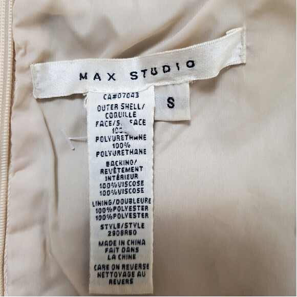 Max Studio Faux Leather Sleeveless Dress Size Small Medium Tan V-Neck - Picture 7 of 12